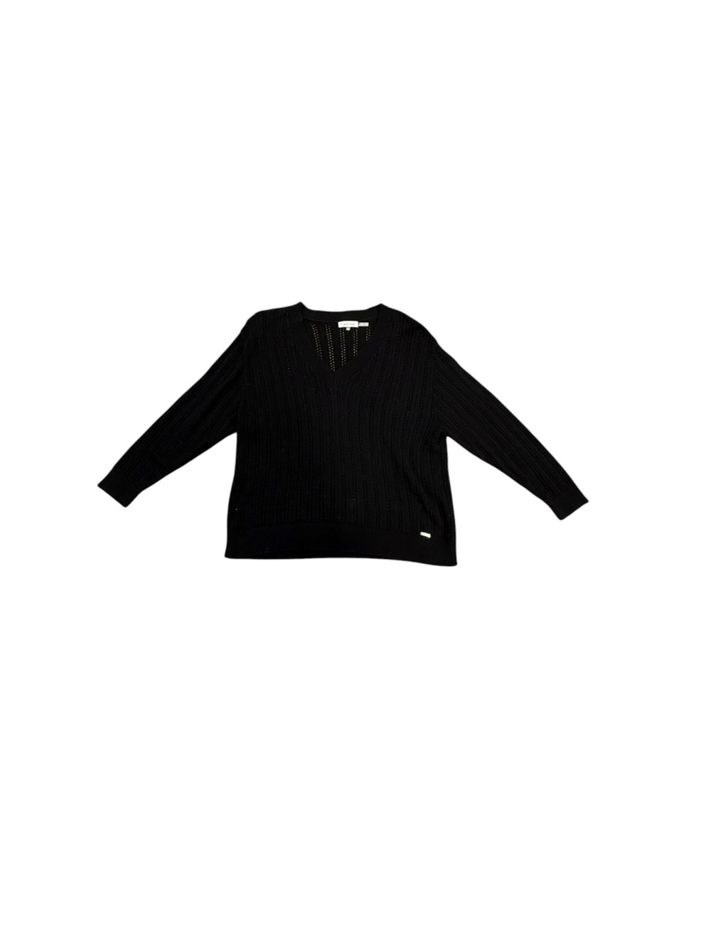 Calvin Klein Black V-Neck Ribbed Sweater